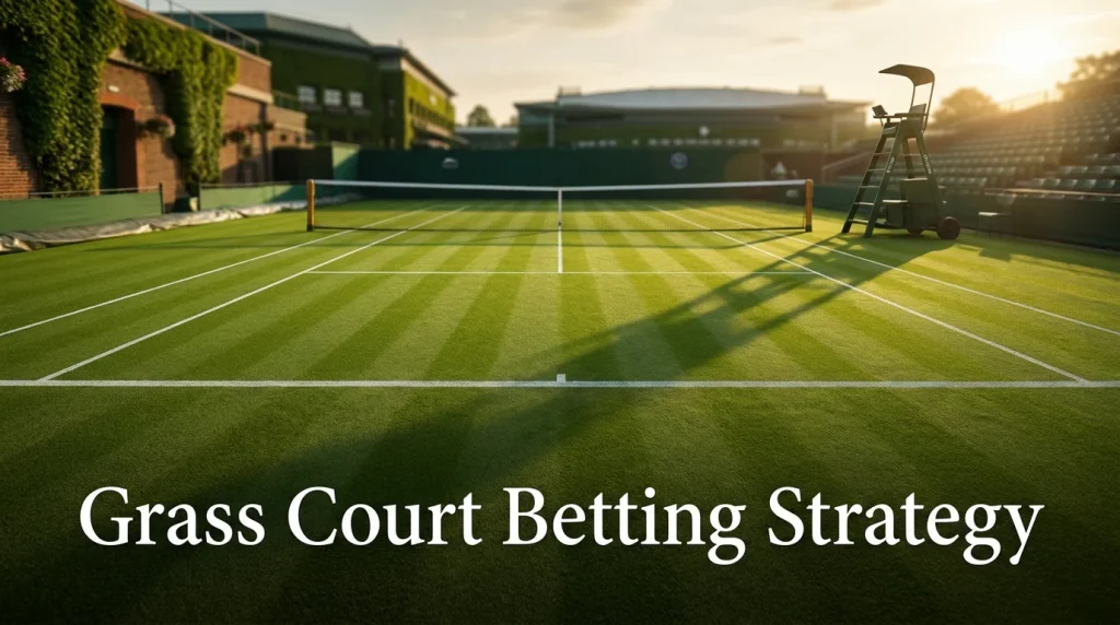 Grass court tennis betting strategy analysis showing surface statistics and player form data for Wimbledon