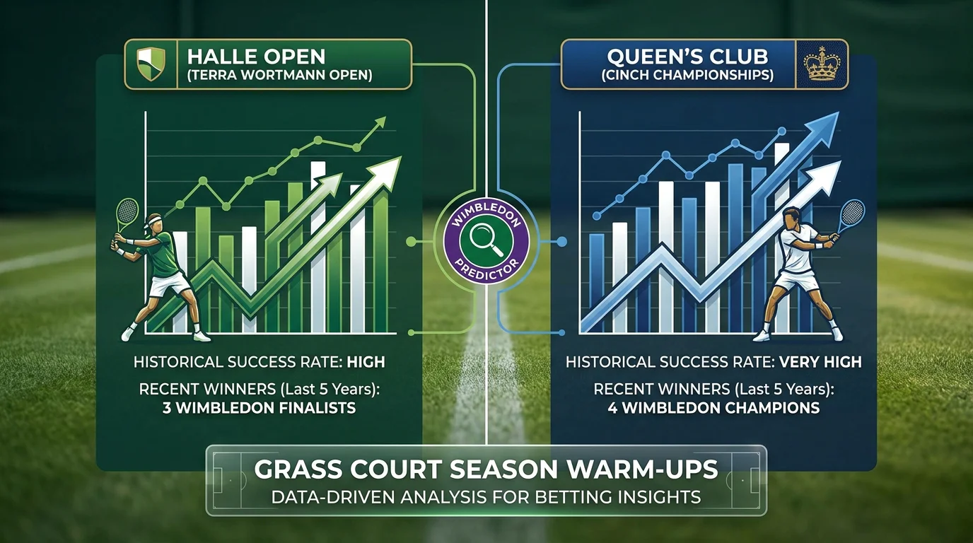 Comparison chart of Halle Open versus Queen's Club as Wimbledon form indicators