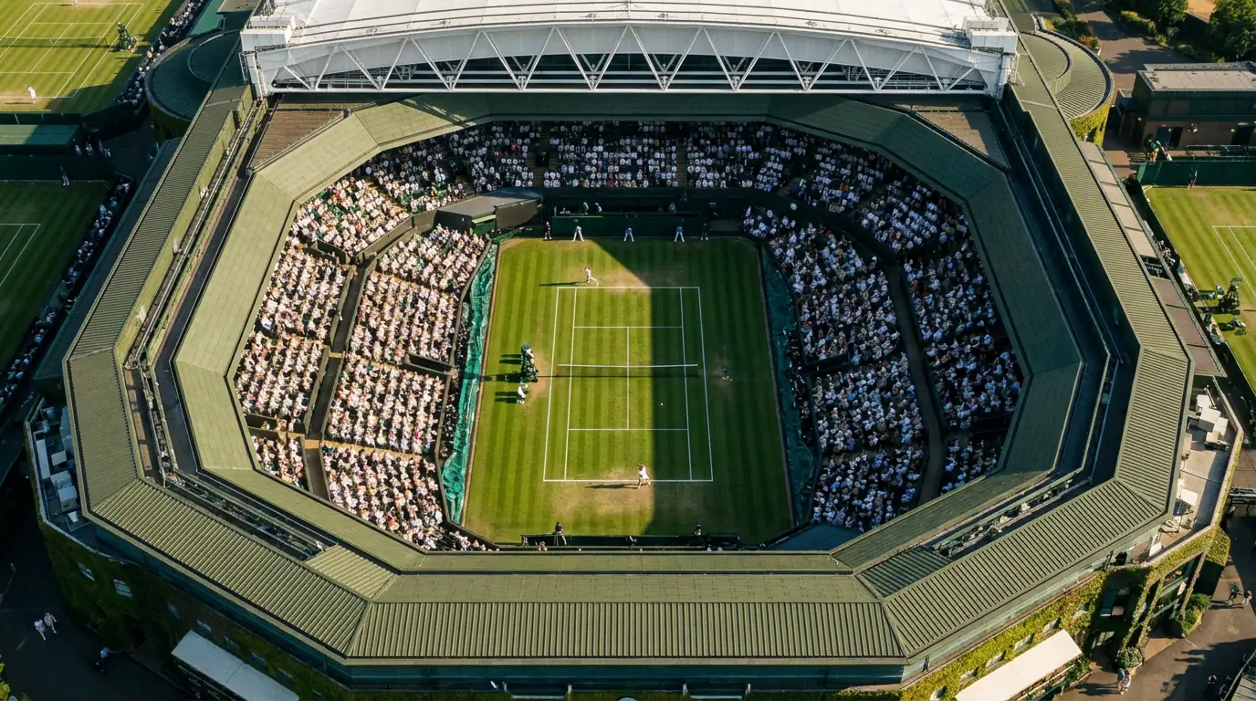 Wimbledon Centre Court grass aerial view — analytical guide to UK Wimbledon tennis betting 2026