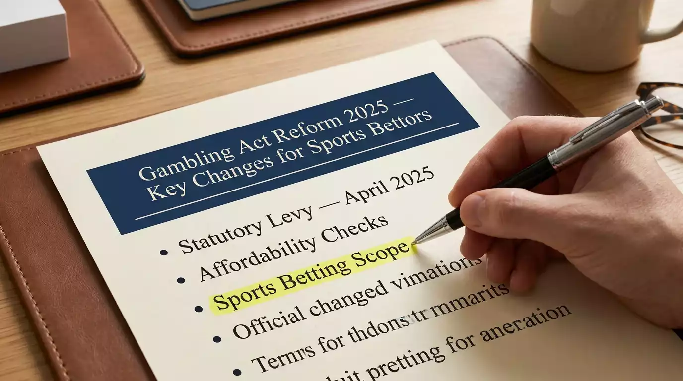 UK regulatory document showing gambling reform legislation summary with sports betting provisions highlighted