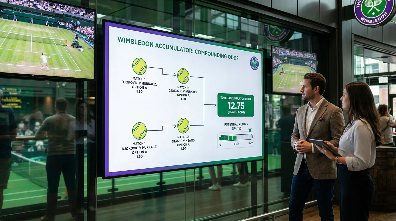 Clean diagram showing how Wimbledon accumulator odds compound across multiple legs