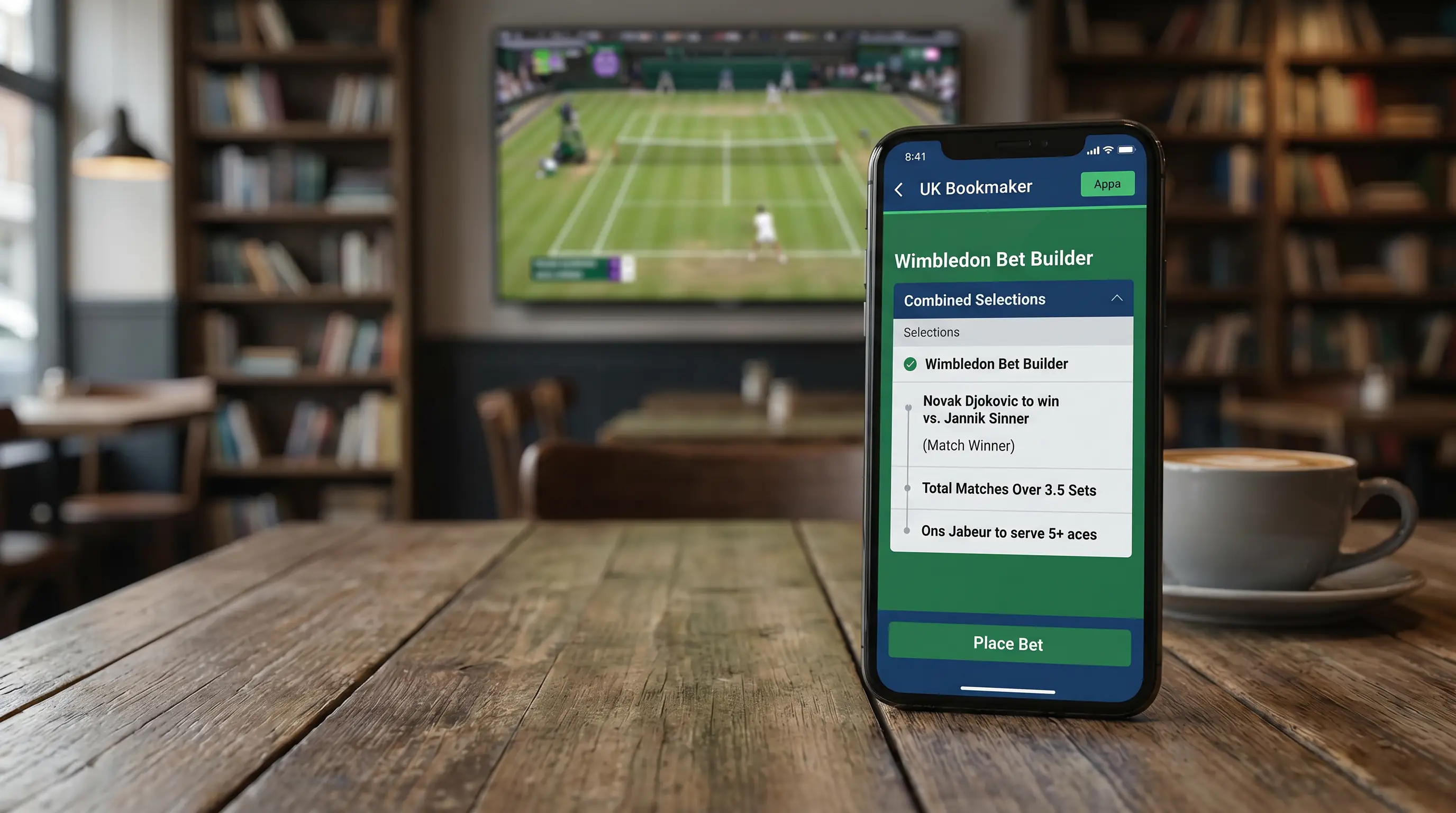 Betting slip showing well-structured Wimbledon Bet Builder with uncorrelated selections