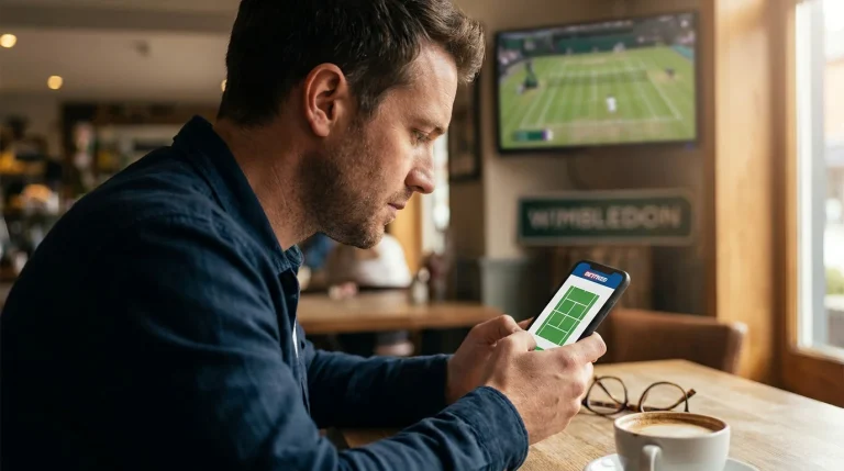 First-time bettor setting up a UK bookmaker account to bet on Wimbledon on mobile