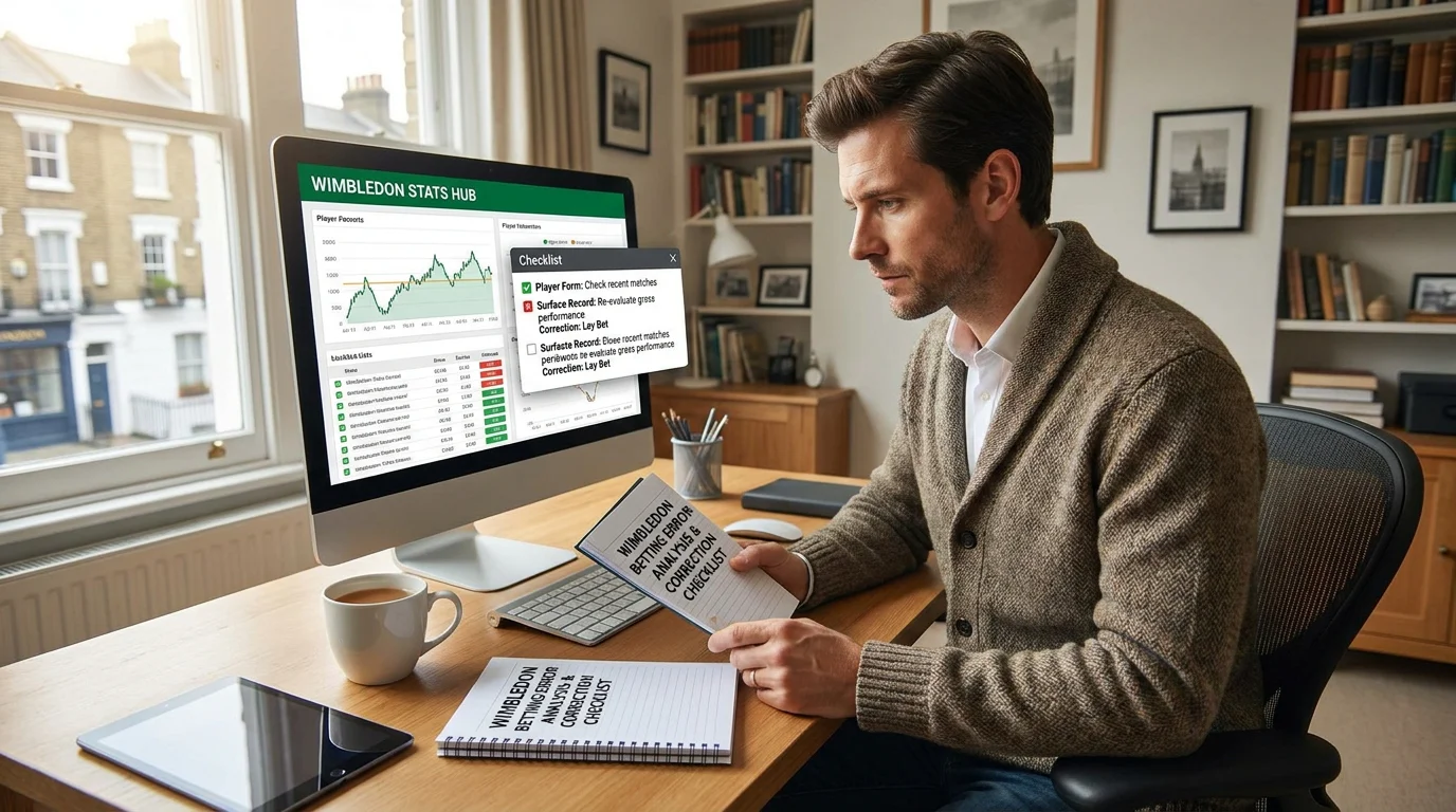 UK punter reviewing Wimbledon betting correction checklist before placing stake