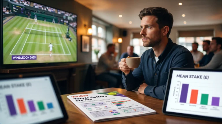UK sports bettors watching Wimbledon 2025 with survey data on staking habits
