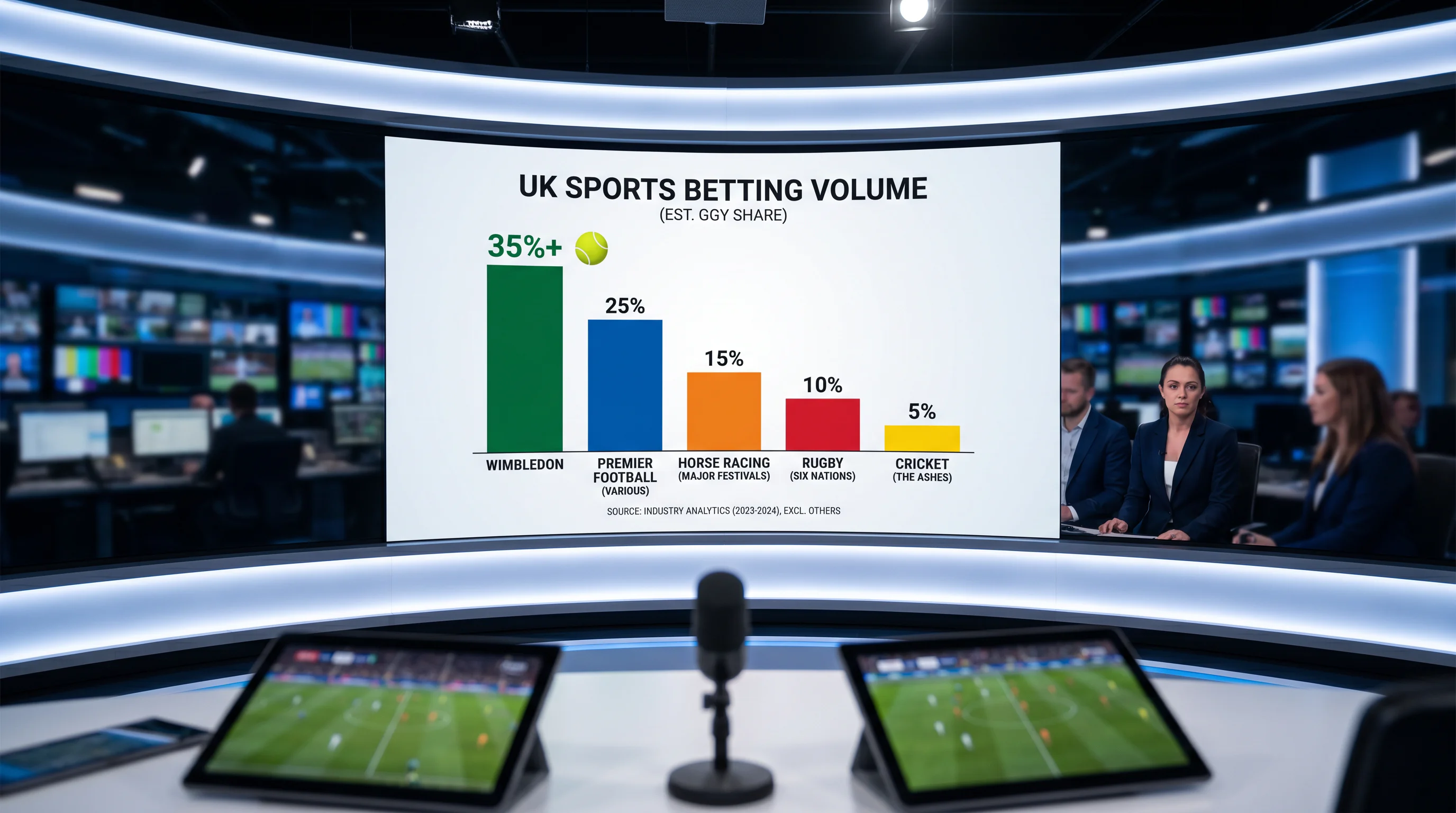 Comparison chart of Wimbledon versus other UK sporting events by betting volume