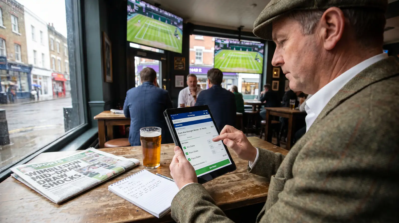 UK punter assessing each-way value for Wimbledon outright mid-draw selection