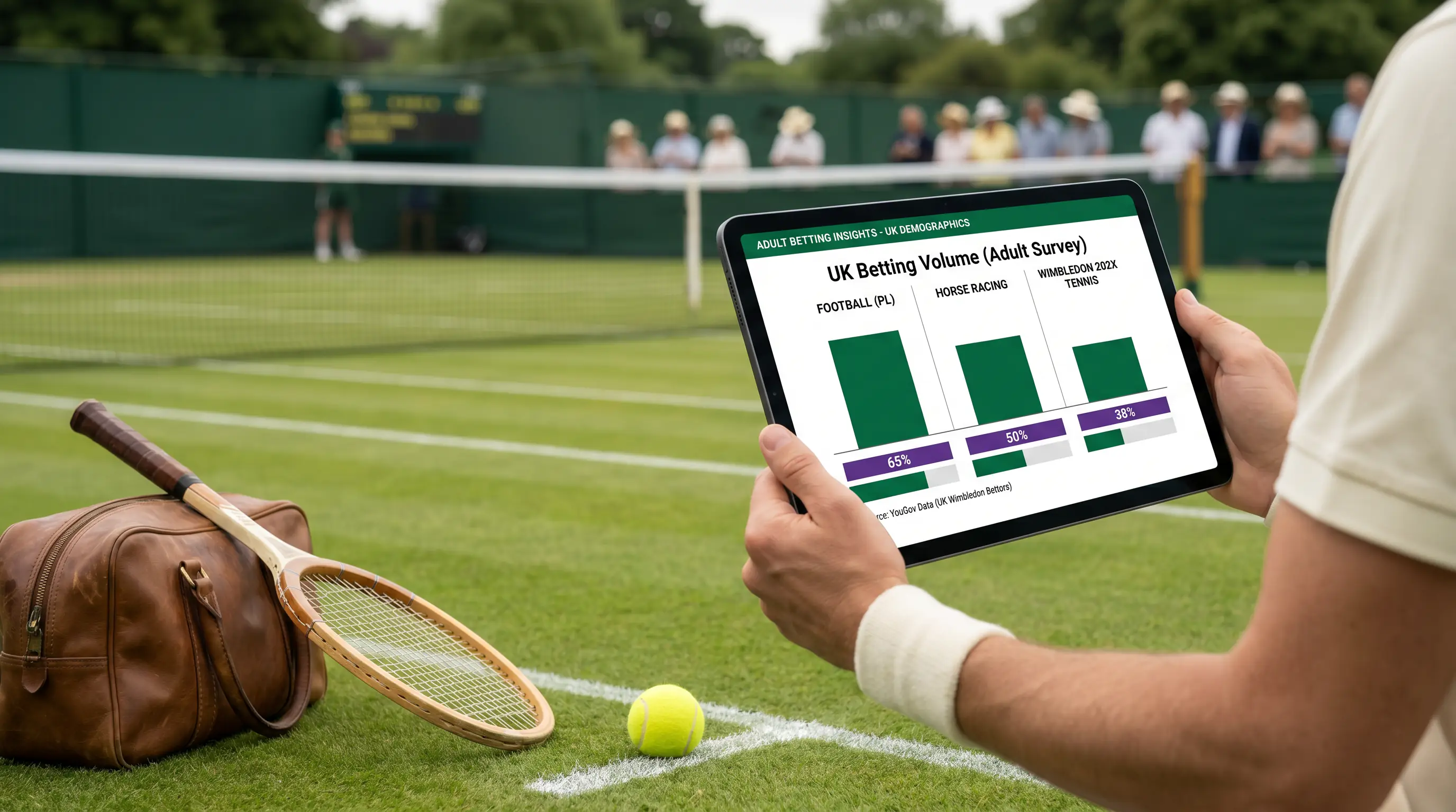 Chart comparing Wimbledon tennis betting volume against football and horse racing in UK