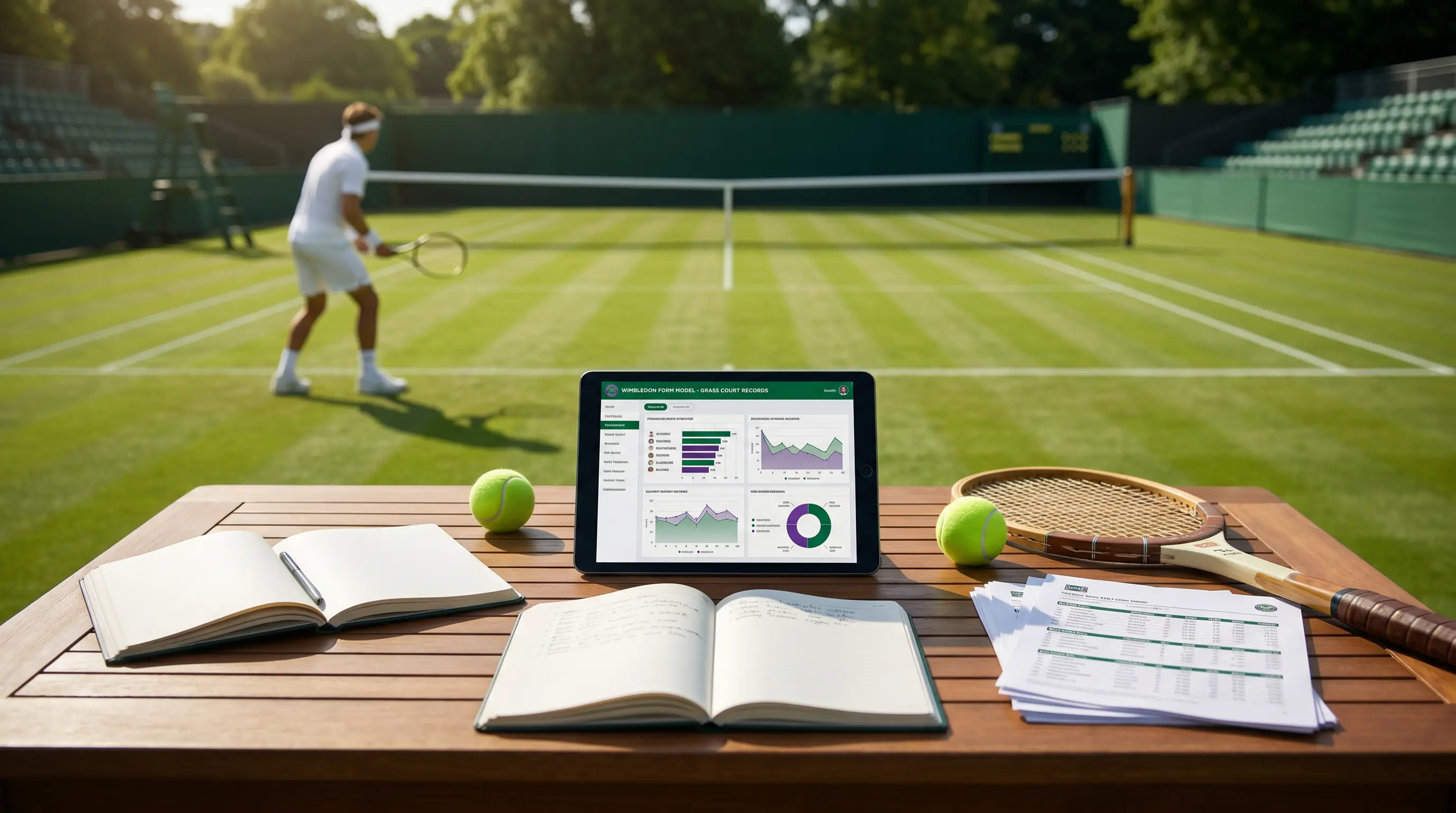 Clean table showing player grass-court records for personal Wimbledon form model