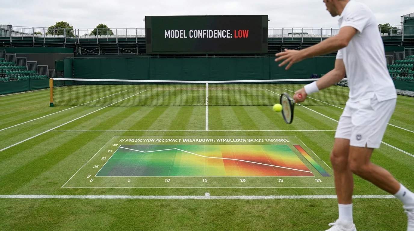 Chart showing where AI prediction accuracy breaks down in Wimbledon grass-court variance