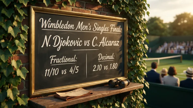 Wimbledon betting odds display showing fractional and decimal formats side by side