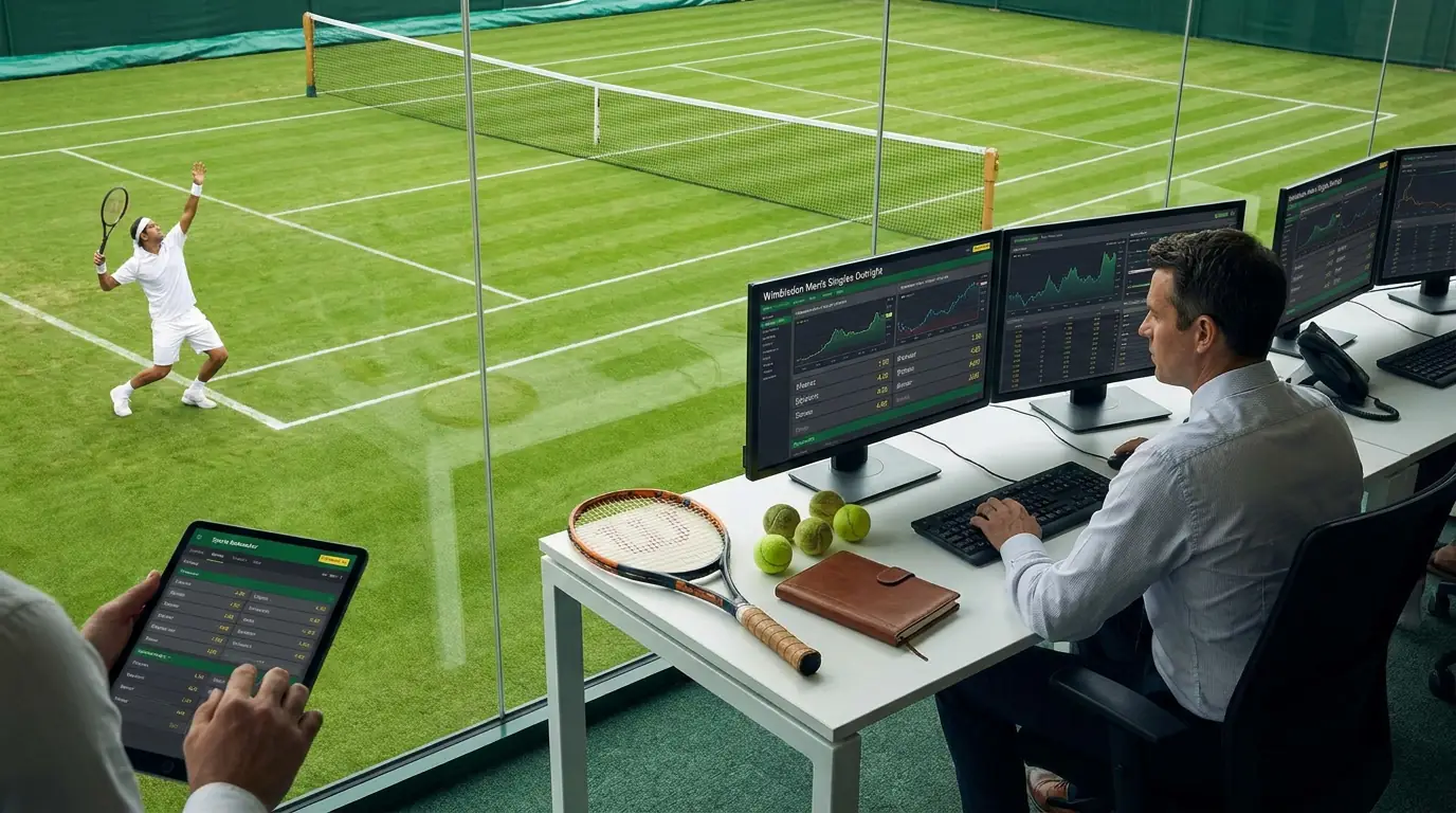 Bookmaker trader analysing Wimbledon men's singles outright market movements