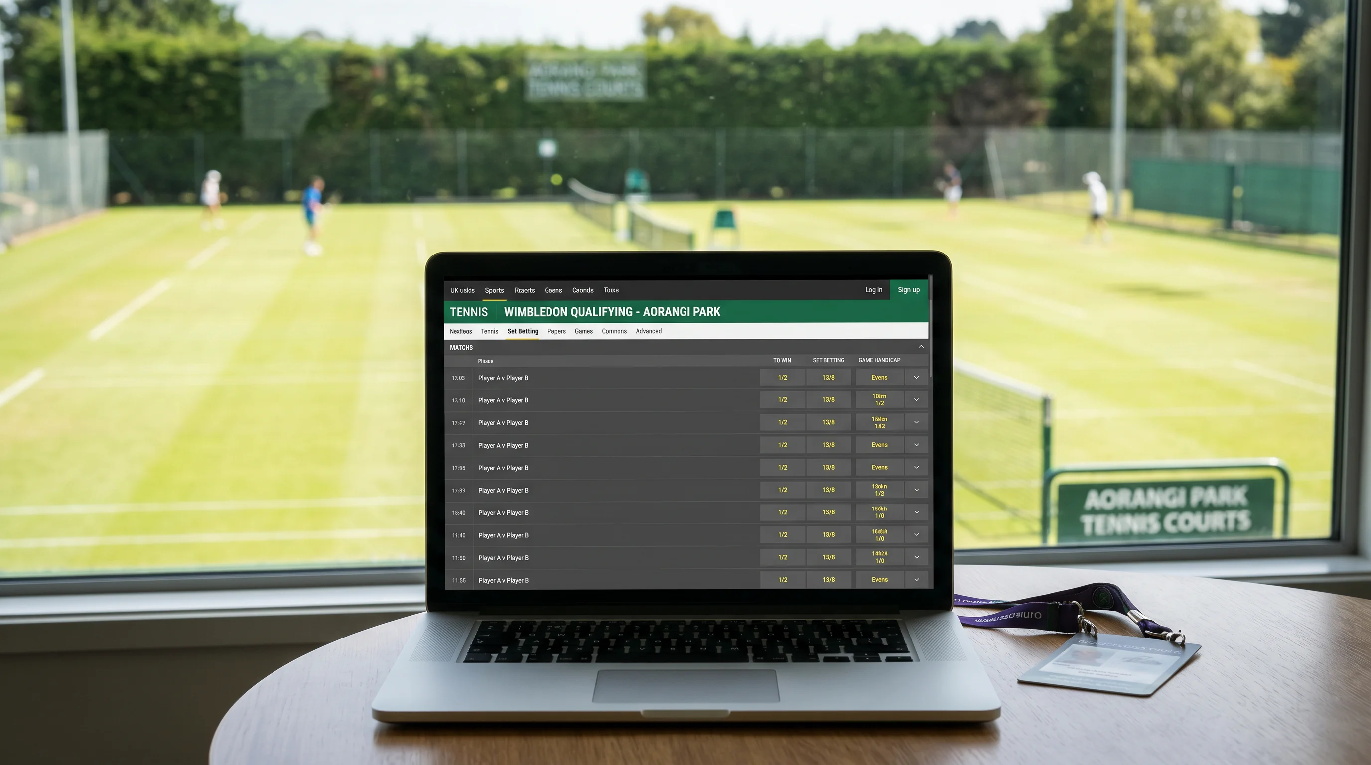 UK bookmaker website showing Wimbledon qualifying round betting markets