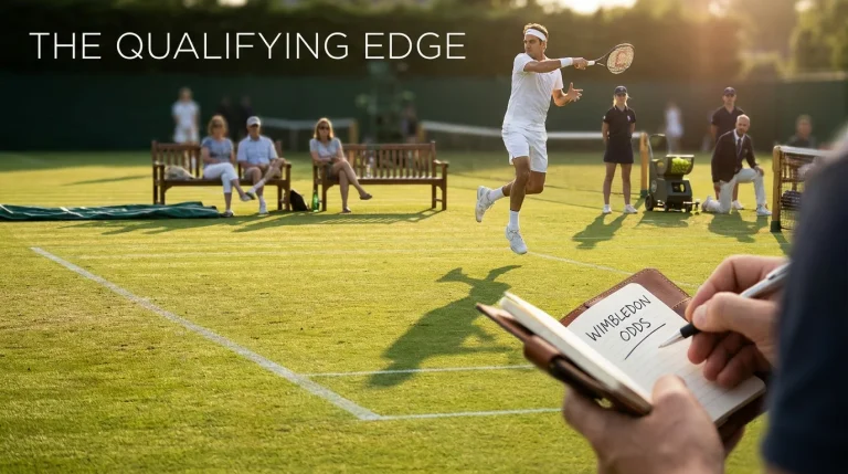 Wimbledon qualifying courts at Aorangi Park with players competing on grass
