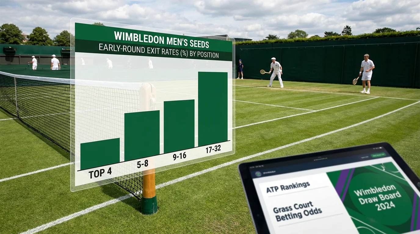 Bar chart showing seeded player early-round exit rates at Wimbledon by seed position
