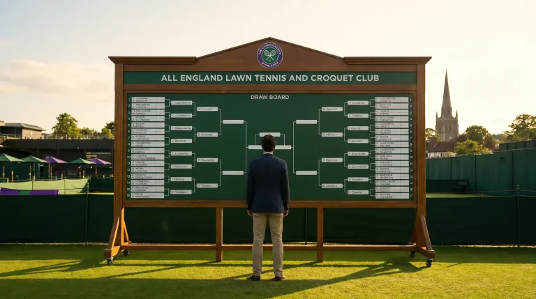 Wimbledon draw board showing seeded player positions and bracket structure at SW19