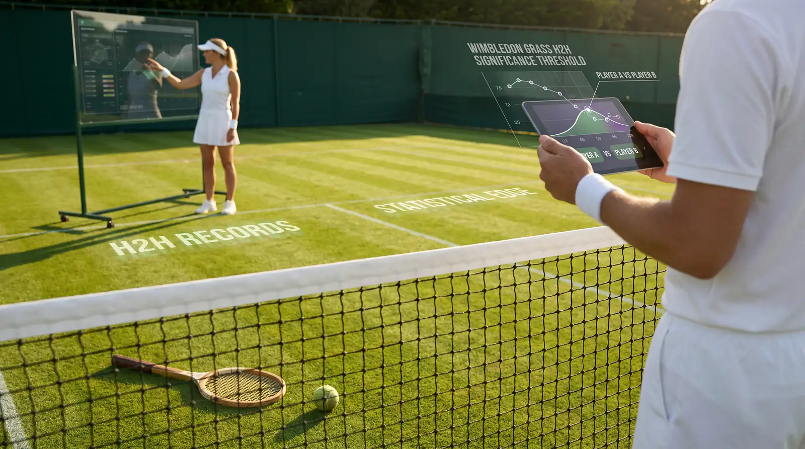 Clean diagram showing statistical significance threshold for Wimbledon grass H2H records