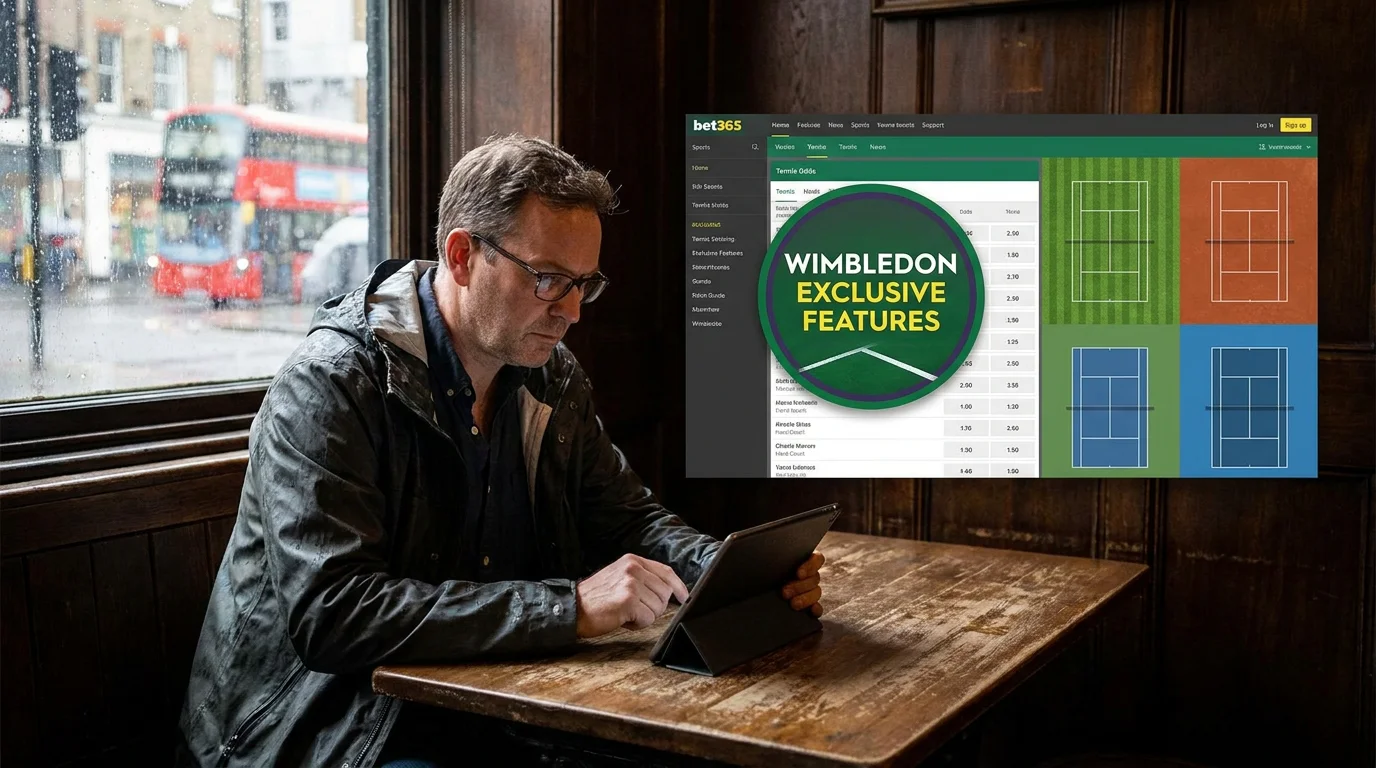 UK bettor reviewing Wimbledon-specific betting features unavailable at other Grand Slams
