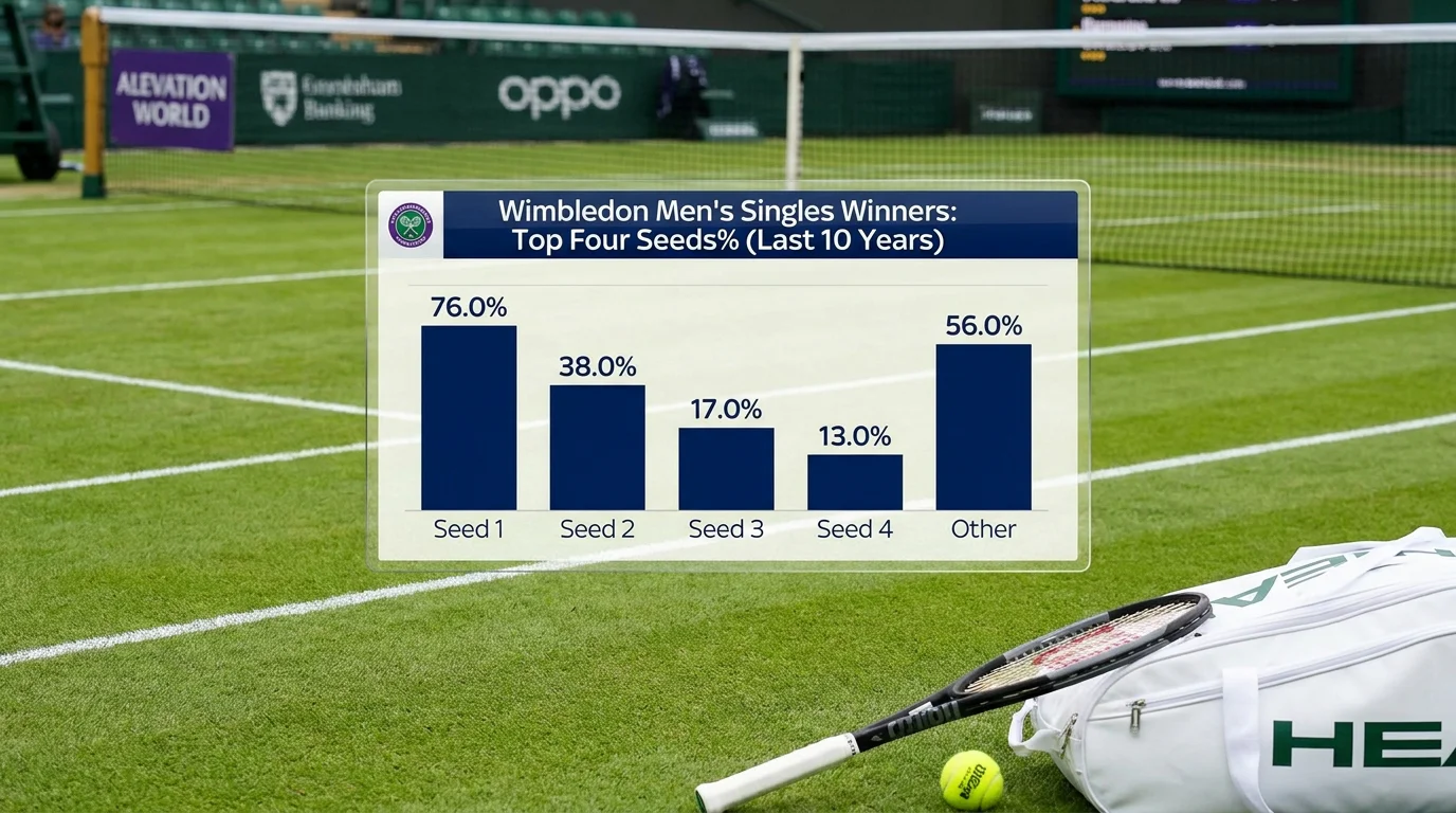 Statistical chart showing Wimbledon men's singles winners from top four seeds