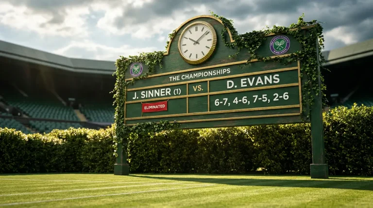Wimbledon scoreboard showing upset result with seeded player eliminated