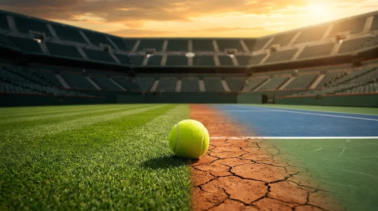 Wimbledon Centre Court grass surface contrasted with other Grand Slam court surfaces