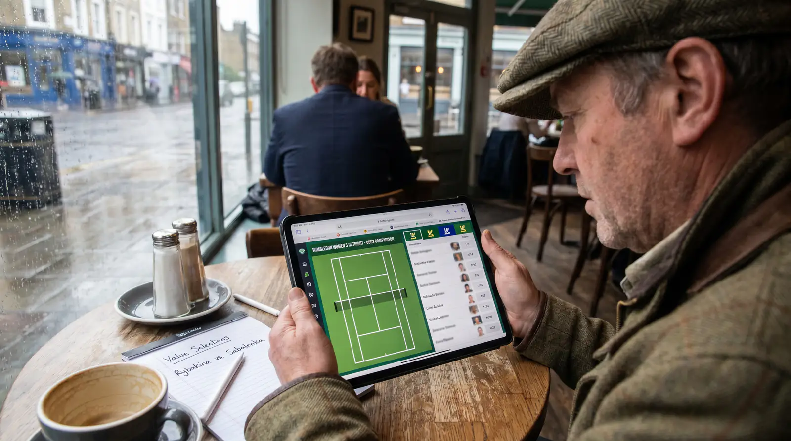 UK punter comparing odds for value selections in Wimbledon women's outright market